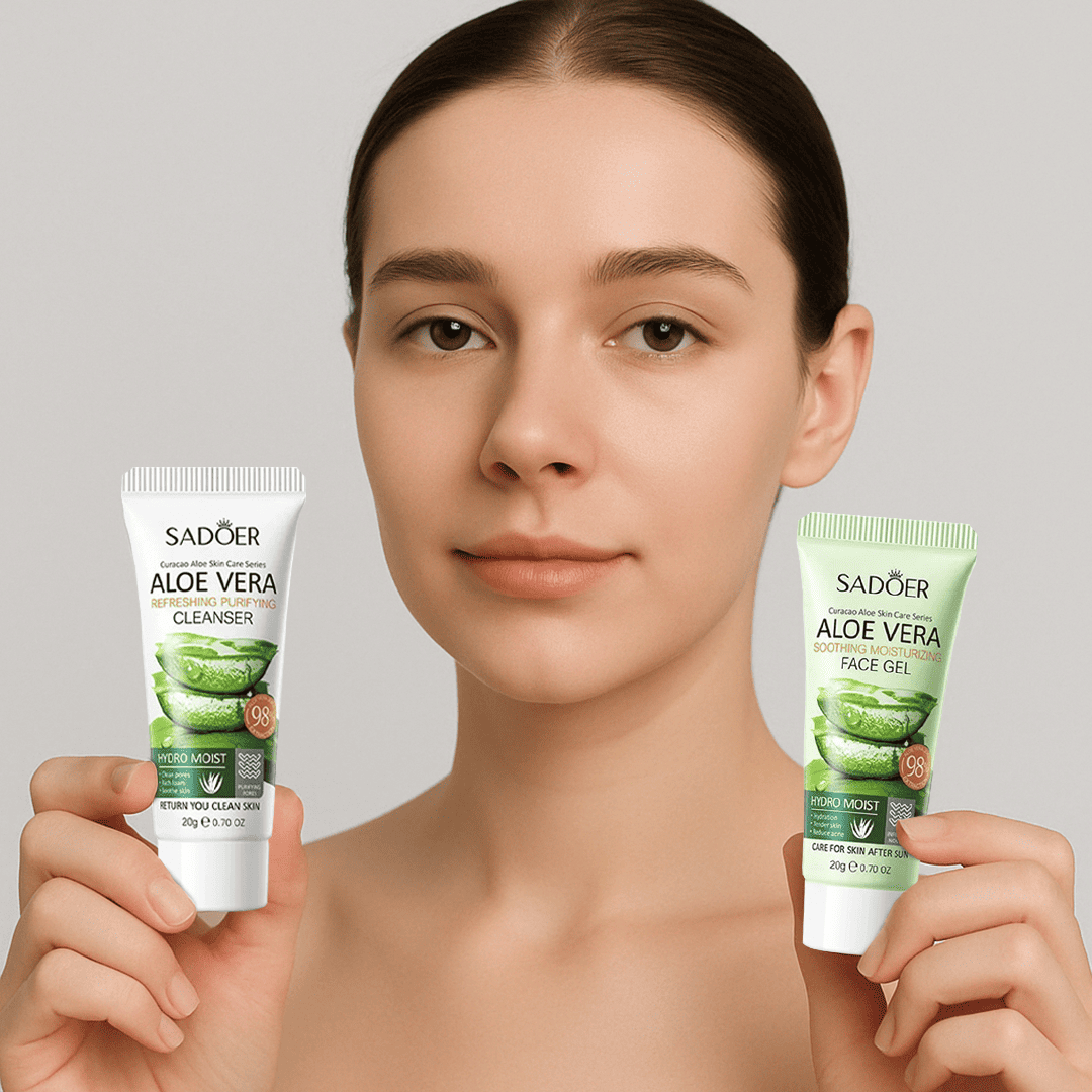 Combo Facial Aloe Vera: Gel 20g + Sabonete Líquido 20g + Tônico 20ml