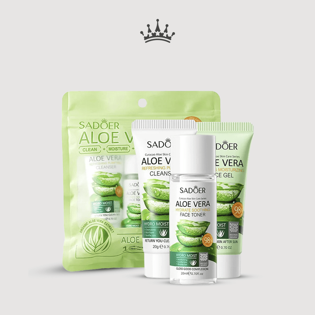 Combo Facial Aloe Vera: Gel 20g + Sabonete Líquido 20g + Tônico 20ml